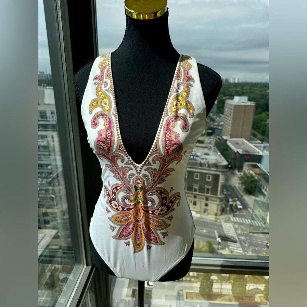 🆕 ZIMMERMANN 🧿 NWOT Teddy Paisley Plunge Bathing Suit, Sz 3 - MISSING BELT - Picture 3 of 16